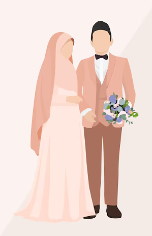 Illustration of the bride and groom